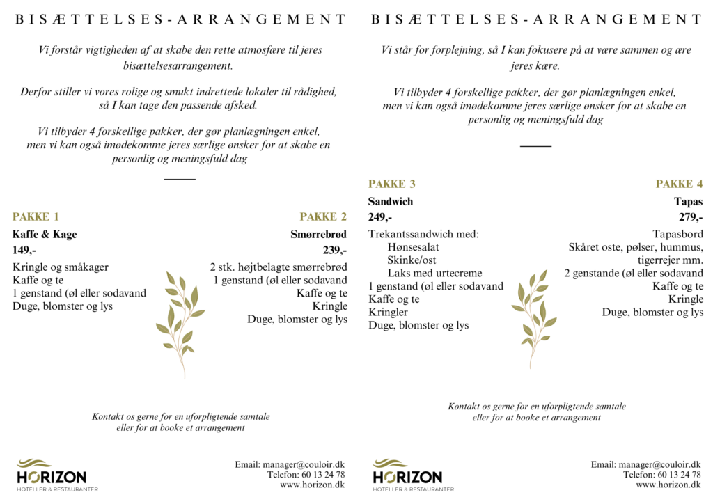 Bisættelsespakker information